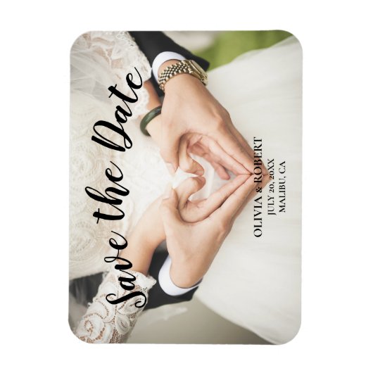 Magnet Flexible Script simple - coeur Enregistrer la date (Vertical)