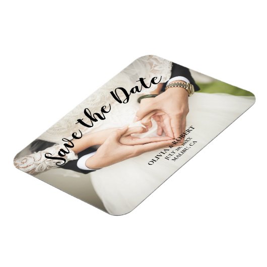 Magnet Flexible Script simple - coeur Enregistrer la date (Côté Gauche)