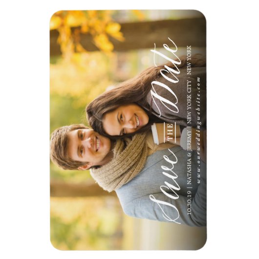 Magnet Flexible Script Simple Moderne Enregistrer La Date Photo Ma (Vertical)