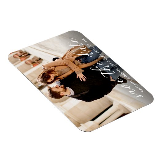 Magnet Flexible Script tendance moderne Enregistrer la date | Phot (Côté Droit)