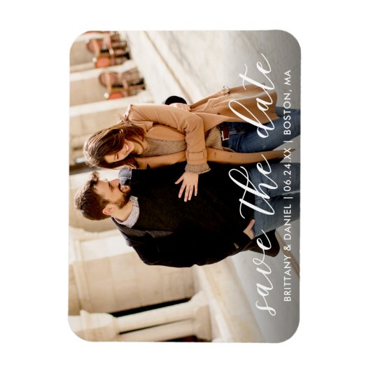 Magnet Flexible Script tendance moderne Enregistrer la date | Phot (Vertical)