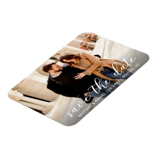 Magnet Flexible Script tendance moderne Enregistrer la date | Phot (Côté Gauche)