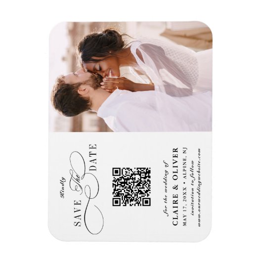 Magnet Flexible Script Tourbillonnant romantique QR Code Enregistr (Vertical)