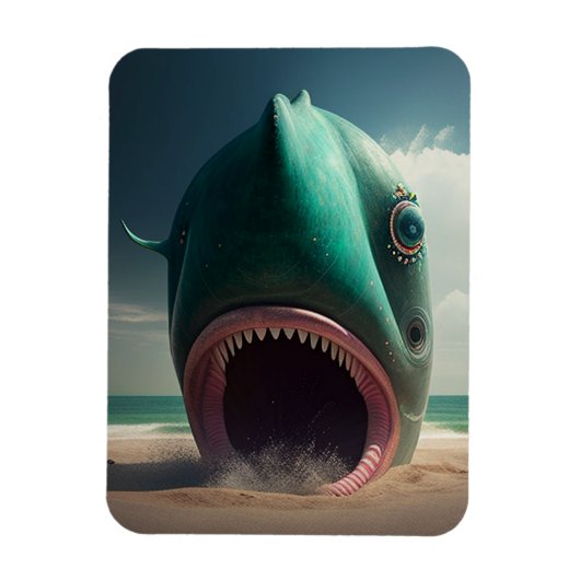 Magnet Flexible Sculpture de requin sur la plage (Vertical)