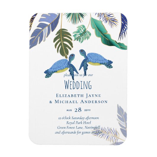 Magnet Flexible Sea Turtles Wedding Blue Yellow (Vertical)