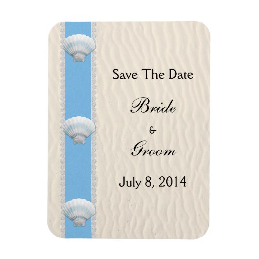 Magnet Flexible Seashell Beach Wedding Enregistrer La Date (Vertical)