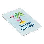 Magnet Flexible Seasons Greetings Pink Flamingo in Santa Hat (Côté Droit)