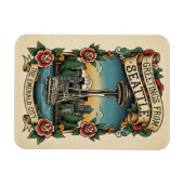 Magnet Flexible Seattle Washington Rétro Vintage (Horizontal)