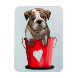 Magnet Flexible Seau de bouledogue de rouge 2 d'amour