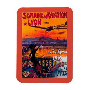 Magnet Flexible Semaine d'Aviation De Lyon Poster vintage