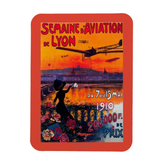 Magnet Flexible Semaine d'Aviation De Lyon Poster vintage (Vertical)