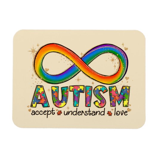 Magnet Flexible Sensibilisation sur l'autisme Accepter, Amour, Com (Horizontal)
