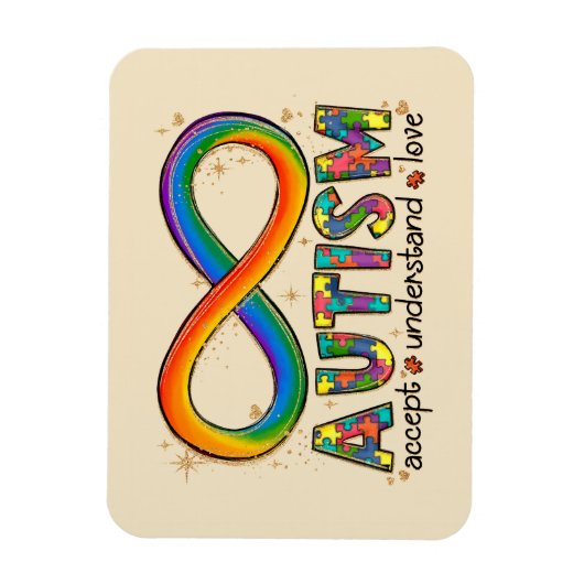 Magnet Flexible Sensibilisation sur l'autisme Accepter, Amour, Com (Vertical)