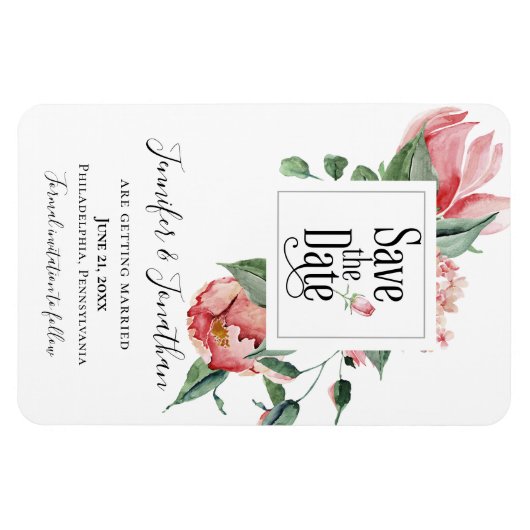 Magnet Flexible Sentez les Roses, enregistrez le Mariage de date (Horizontal)