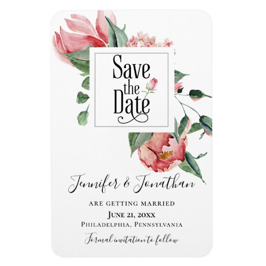 Magnet Flexible Sentez les Roses, enregistrez le Mariage de date (Vertical)