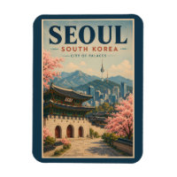 Séoul Corée du Sud Illustration Voyage Art Vintage