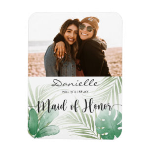 Magnet Flexible Serez-vous ma femme d'honneur Tropical Green Magne