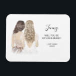 Magnet Flexible Serez-vous mon aimant de servante d'honneur ?<br><div class="desc">Simple et classique : "Serez-vous ma demoiselle d'honneur ?" avec un aimant représentant une femme d'honneur. Customisez le nom et le rôle à votre préférence.</div>