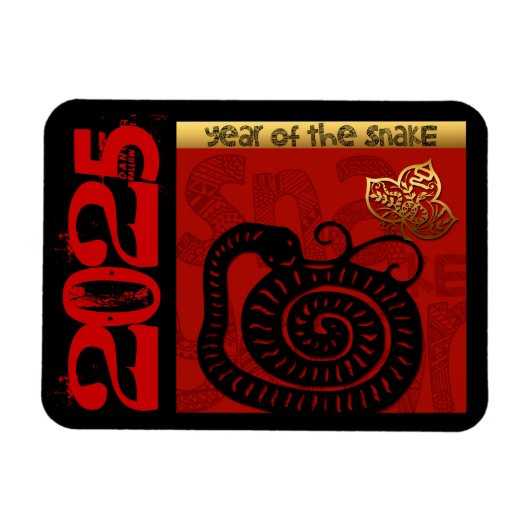Magnet Flexible Serpent chinois coutume Nouvel An Zodiac Anniversa (Horizontal)