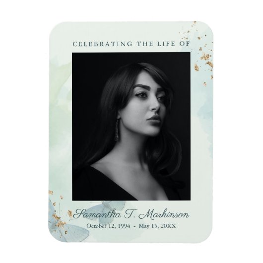 Magnet Flexible Services funéraires aux papillons d'aquarelle vert (Vertical)