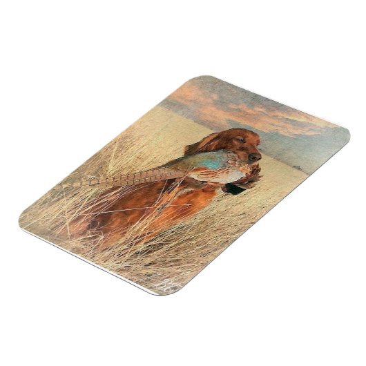 Magnet Flexible Setter irlandais avec faisan (Côté Gauche)