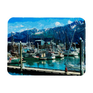 Magnet Flexible Seward Harbour Alaska Impressionnisme Abstrait