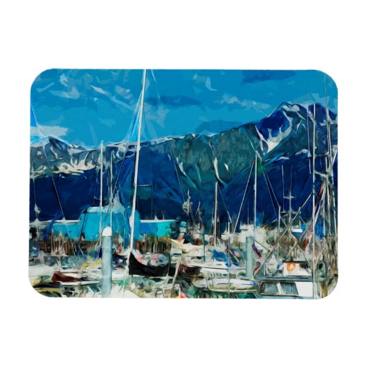 Magnet Flexible Seward Harbour Alaska Impressionnisme Abstrait (Horizontal)