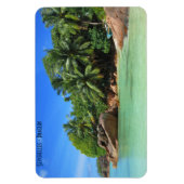 Magnet Flexible Seychelles - plage de sable avec palmiers sur l'îl (Vertical)