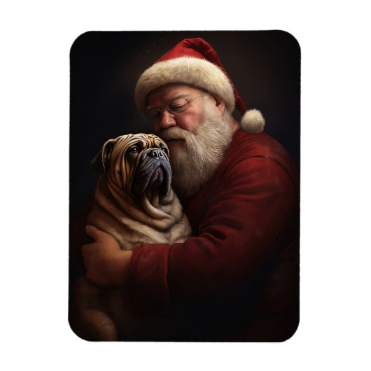 Magnet Flexible Shar Pei avec Noël Festif du Père Noël (Vertical)