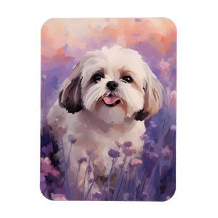 Magnet Flexible Shih Tzu dans le champ Lavender