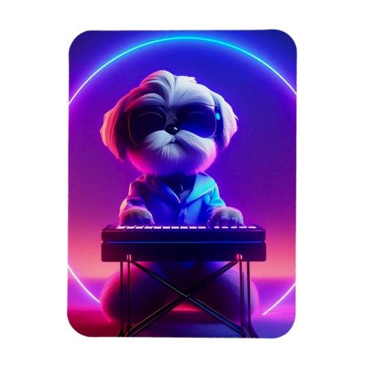 Magnet Flexible Shih Tzu Jouer Piano (Vertical)