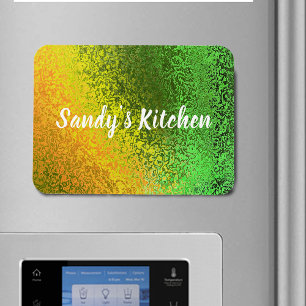 Magnet Flexible Shiny Shades Green & Yellow Name Kitchen Premium