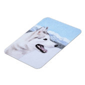 Magnet Flexible Sibérie Husky (argent et blanc) Peinture Chien Art (Côté Gauche)