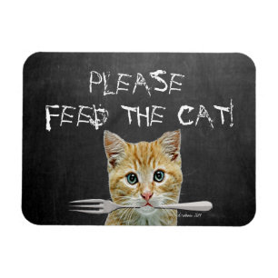 Magnet Flexible S'Il Vous Plaît Alimenter Le Chat Funny Chat