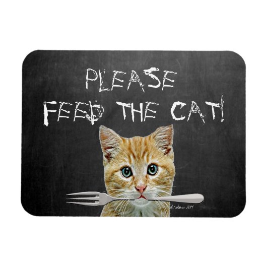 Magnet Flexible S'Il Vous Plaît Alimenter Le Chat Funny Chat (Horizontal)