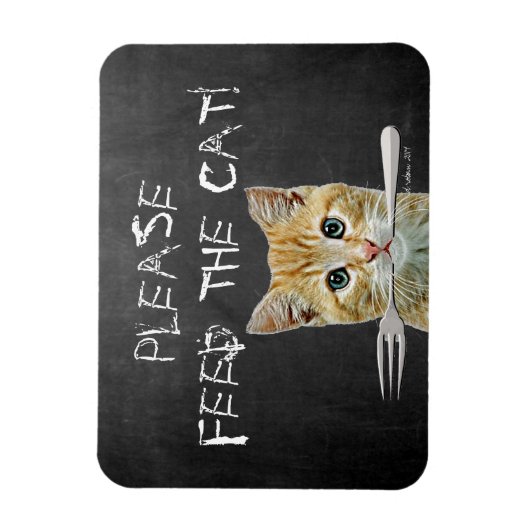 Magnet Flexible S'Il Vous Plaît Alimenter Le Chat Funny Chat (Vertical)