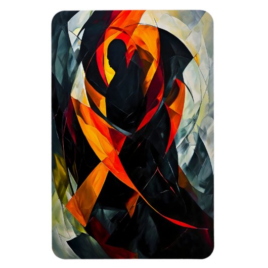 Magnet Flexible Silhouette Abstraite dans l'art rouge et noir (Vertical)