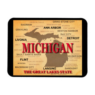 Magnet Flexible Silhouette de carte de fierté d'État du Michigan