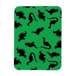 Magnet Flexible Silhouettes de dinosaures sur fond vert motif