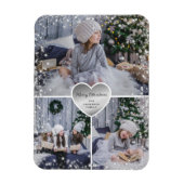 Magnet Flexible Silver Heart Sparkly Photo Joyeux Noël (Vertical)