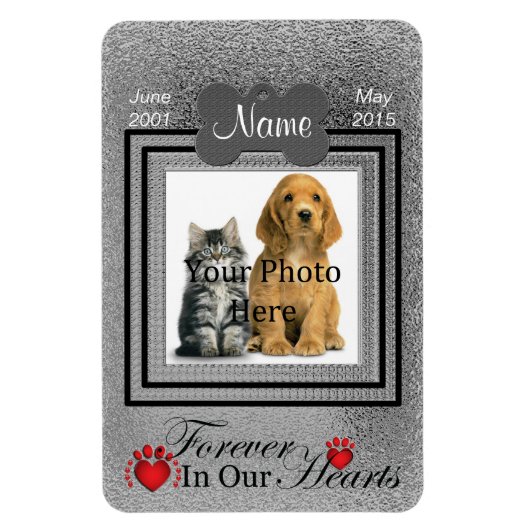 Magnet Flexible Silver Personal Chat ou Dog Memorial - Pour toujou (Vertical)