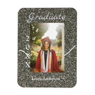 Magnet Flexible Silverglitter photo graduation ajouter nom classe 