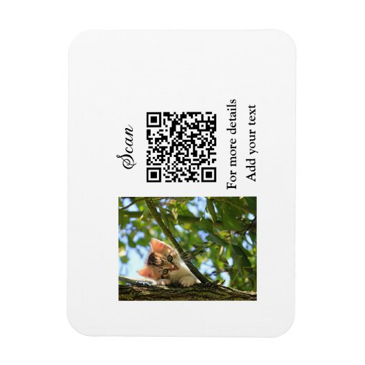 Magnet Flexible Simple animal name details QR code add text photo (Vertical)
