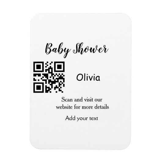 Magnet Flexible Simple baby shower site web code-barres QR ajouter (Vertical)