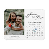 Magnet Flexible Simple Black Script Photo Enregistrer le calendrie (Horizontal)