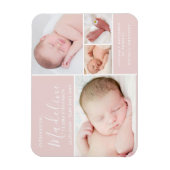 Magnet Flexible Simple Blush Pink Photo Collage Bébé Fille Naissan (Vertical)