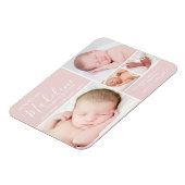 Magnet Flexible Simple Blush Pink Photo Collage Bébé Fille Naissan (Côté Gauche)