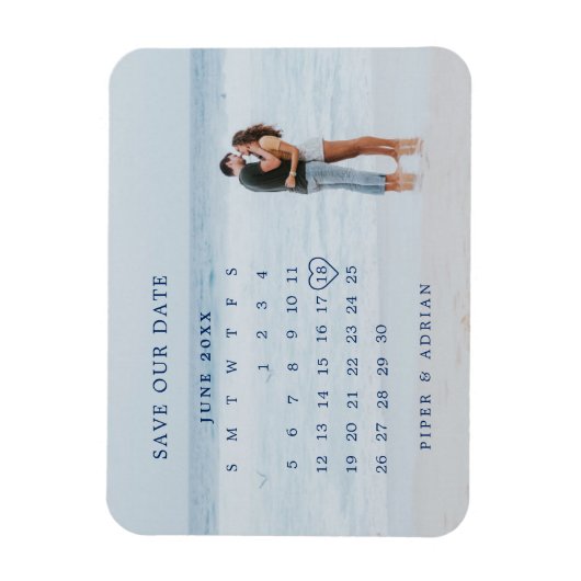 Magnet Flexible Simple Calendrier photo mariage Enregistrer la dat (Vertical)