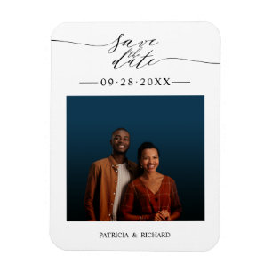 Magnet Flexible Simple Chic Mariage Enregistrer La Date Photo