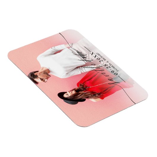 Magnet Flexible Simple Chic Script Wedding Enregistrer La Date Pho (Côté Droit)